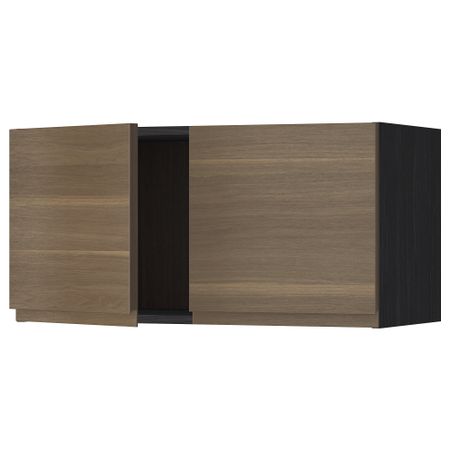 Навесной шкаф с 2 дверцами, 80x40 см, черный, Voxtorp под грецкий орех IKEA METOD МЕТОД 094.542.56