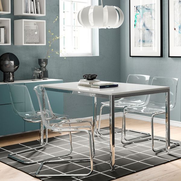 Стол, хромированный/глянцевый белый 135x85 см IKEA TORSBY ТОРСБИ 692.271.76 - фото 2