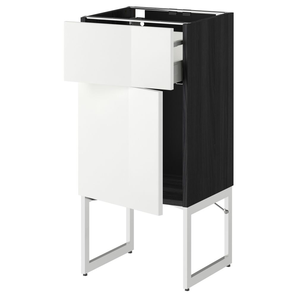Напольный шкаф с ящиком, дверью МЕТОД / МАКСИМЕРА, черный, Рингульт белый - схема-чертеж с размерами