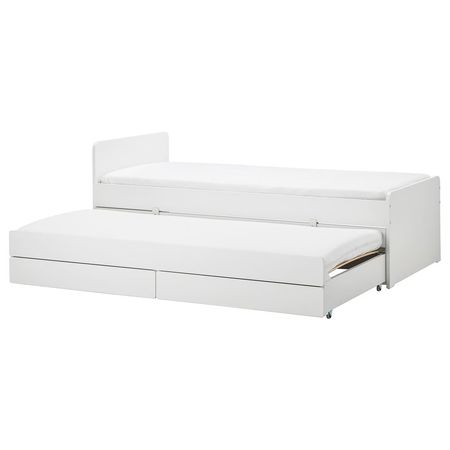 SLÄKT Каркас кровати с выдвижной кроватью - белый 90x200 см