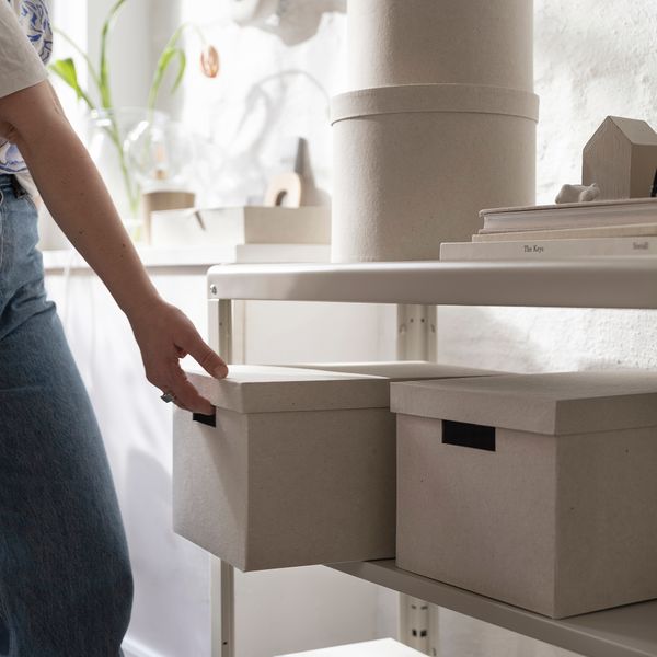 Коробка с крышкой, 25x35x20 см, естественный, бежевый IKEA RÅGODLING 405.658.03 - схема-чертеж с размерами