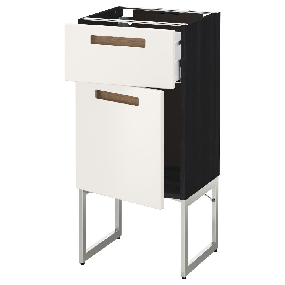 Напольный шкаф с ящиком, дверью МЕТОД / МАКСИМЕРА, черный, Мэрста белый - схема-чертеж с размерами