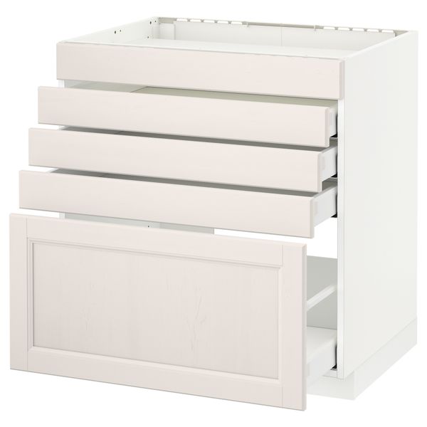 Напольный шкаф для варочной панели, 5 фасадов, 4 ящиков МЕТОД / МАКСИМЕРА, белый, Лаксарби белый - схема-чертеж с размерами