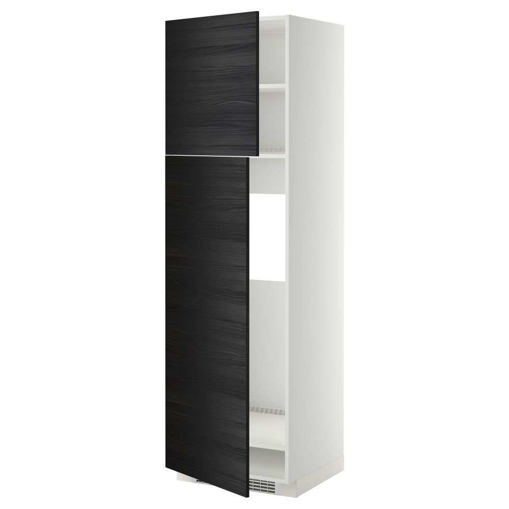 Высокий шкаф для холодильника, 2 дверцы МЕТОД, белый, Тингсрид черный - схема-чертеж с размерами