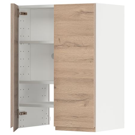 Навесной шкаф для вытяжки, полка, дверь, 60x80 см, белый, Voxtorp под дуб IKEA METOD МЕТОД 895.045.73