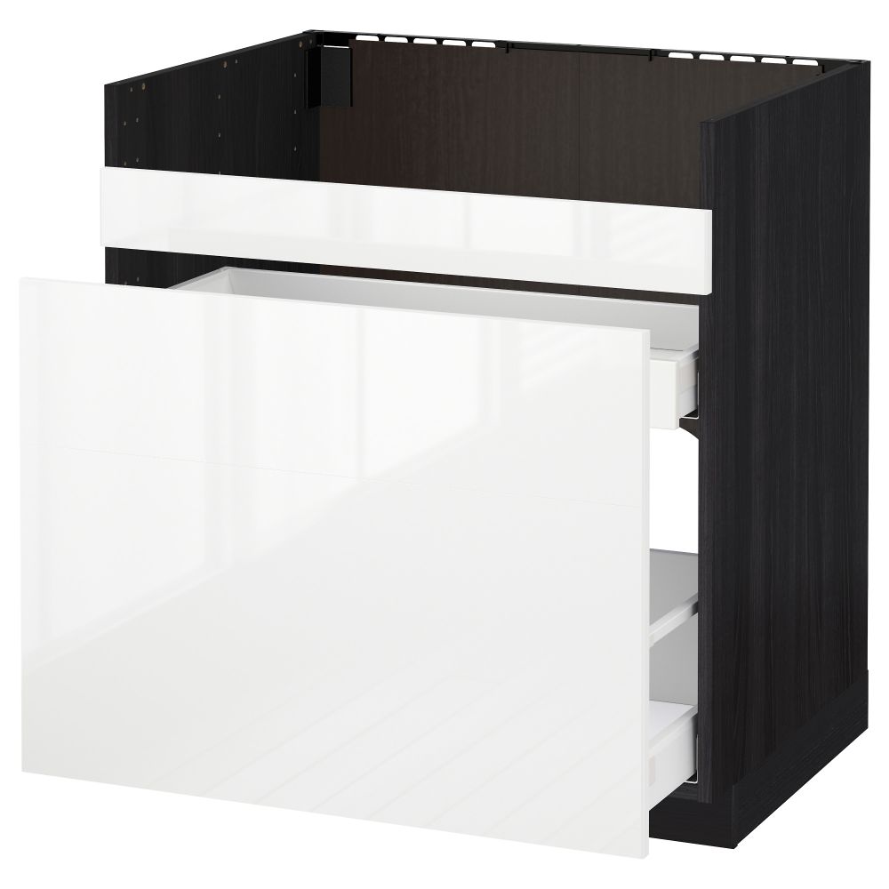 Напольный шкаф под мойку ДУМШЁ, 3 фасада, 2 ящика МЕТОД / МАКСИМЕРА, черный, Рингульт белый - схема-чертеж с размерами