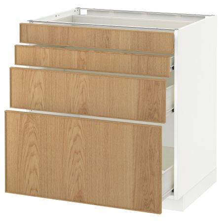 Напольный шкаф 4 фронтальных панели, 4 ящика МЕТОД / ФОРВАРА, белый, Экестад дуб