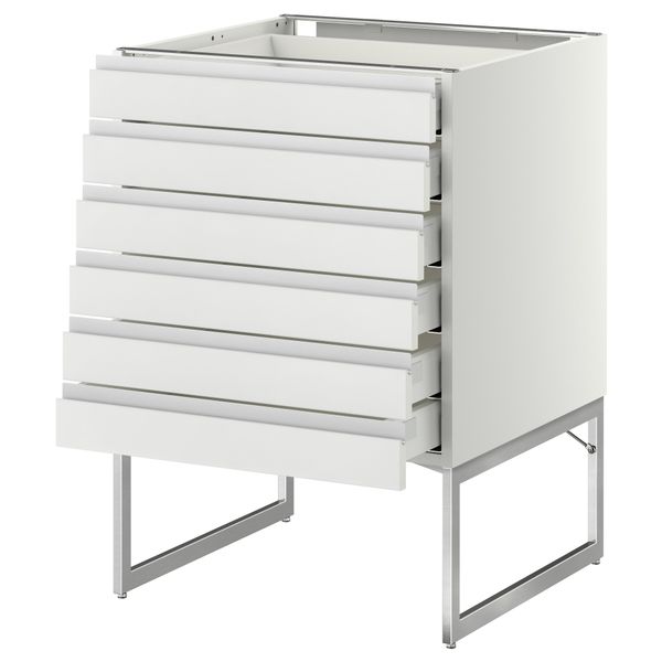 Напольный шкаф 6 фронтальных панелей, 6 нижних ящиков МЕТОД / МАКСИМЕРА, белый, Нодста белый - схема-чертеж с размерами