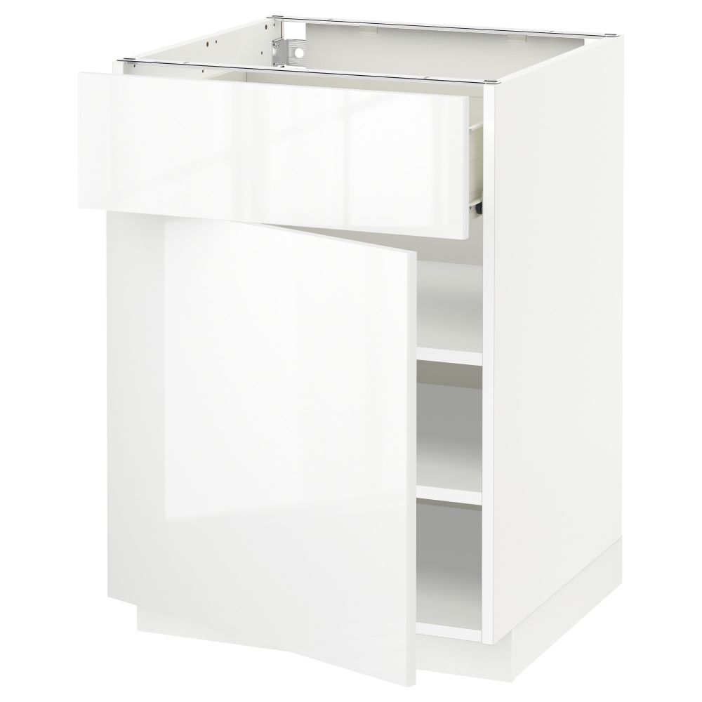 Напольный шкаф с ящиком, дверью МЕТОД / ФОРВАРА, белый, Рингульт белый - схема-чертеж с размерами