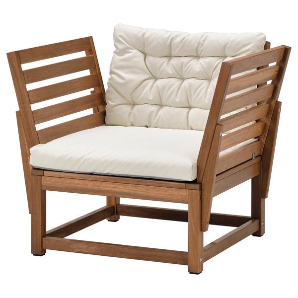 Садовое кресло, светло-коричневая морилка, Kuddarna бежевый IKEA NÄMMARÖ 194.911.97 - фото 1