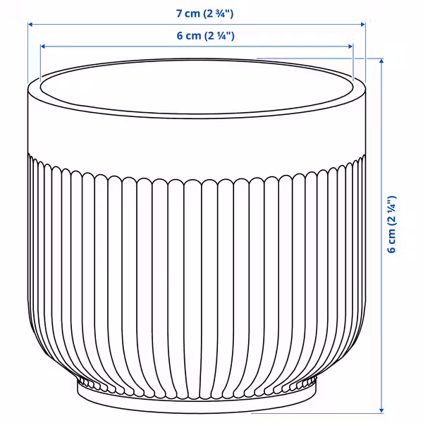 GRADVIS Кашпо - д/дома/улицы чёрный 6 см - схема-чертеж с размерами