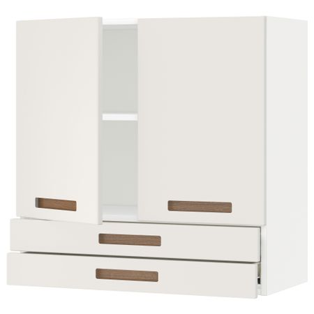 Навесной шкаф, 2 дверцы, 2 ящика МЕТОД / ФОРВАРА, белый, Мэрста белый