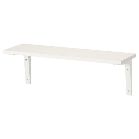 Полка навесная, белый, белый, 59x20 см IKEA БУРГУЛЬТ / ЭКБИ СТЁДИС 792.904.93