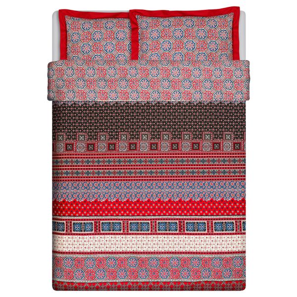 Пододеяльник и 2 наволочки ВОТАРВ, красный, синий (200x200/50x70 см) - схема-чертеж с размерами