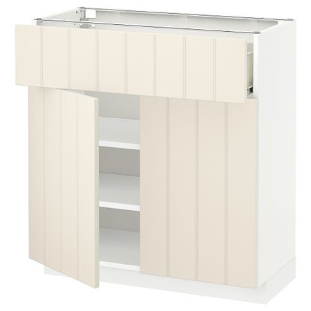 Напольный шкаф + ящик, 2 дверцы МЕТОД / ФОРВАРА, белый, Хитарп белый с оттенком