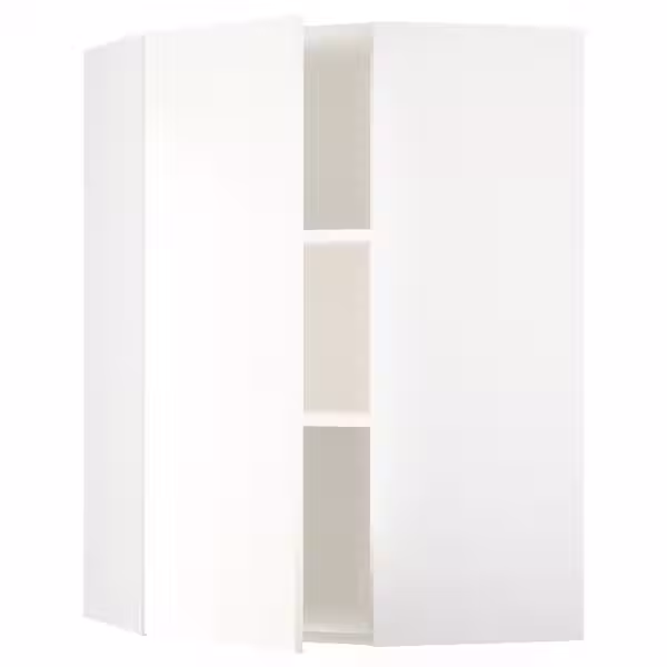 METOD Угловой навесной шкаф с полками - белый/Vallstena белый 68x100 см - фото 1