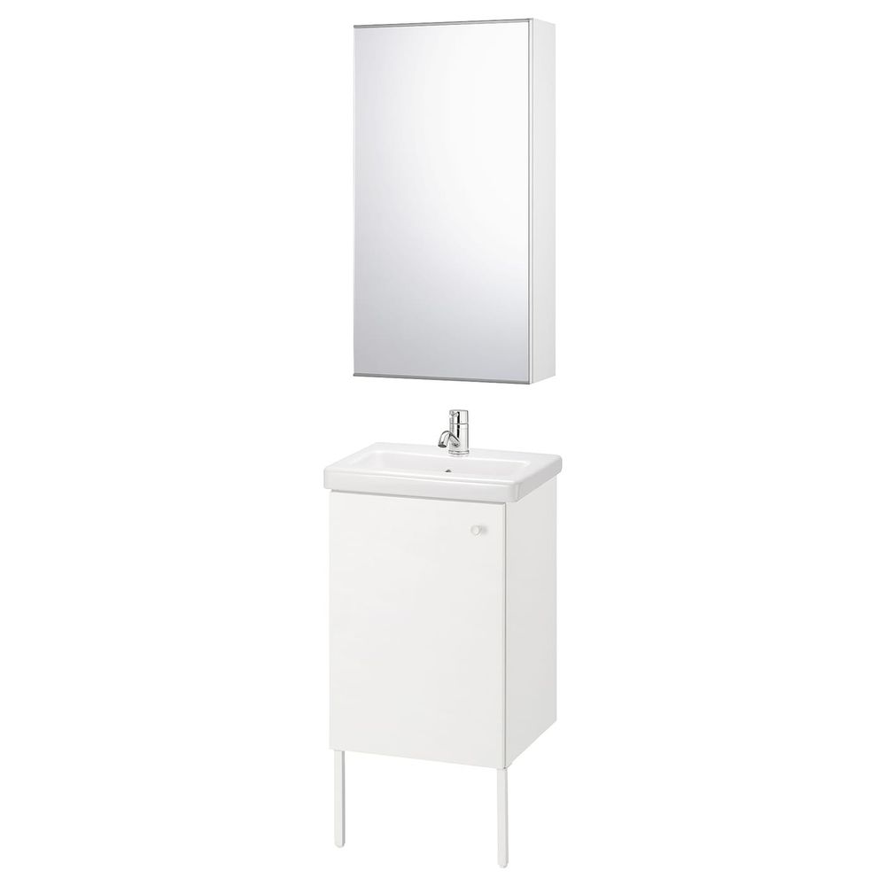 Комплект мебели для ванной,7 предм., белый/ПИЛКОН смеситель 44x43x88 см IKEA FISKÅN ФИСКОН / TVÄLLEN ТВЭЛЛЕН 494.309.04 - фото 1