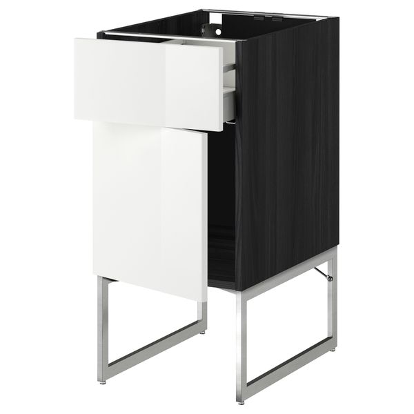Напольный шкаф с ящиком, дверью МЕТОД / МАКСИМЕРА, черный, Рингульт белый - схема-чертеж с размерами