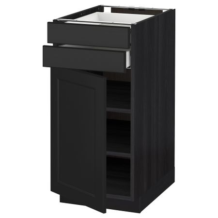 Напольный шкаф с дверцей, 2 ящиками МЕТОД / МАКСИМЕРА, черный, Лаксарби черно-коричневый
