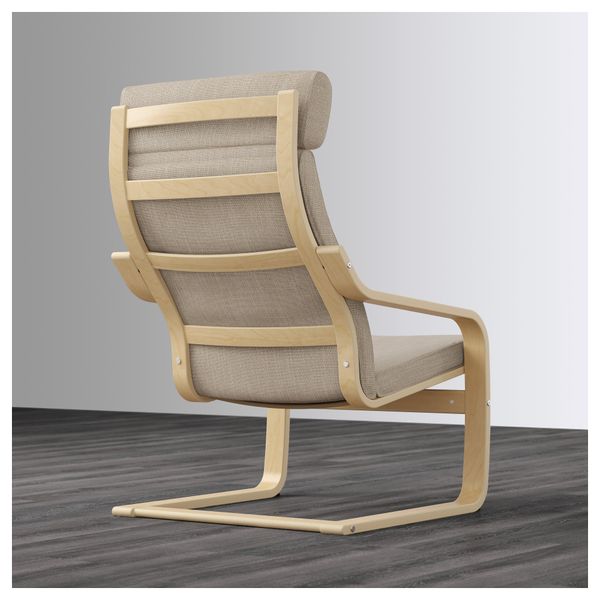 Кресло ПОЭНГ, березовый шпон, Хилларед бежевый - схема-чертеж с размерами