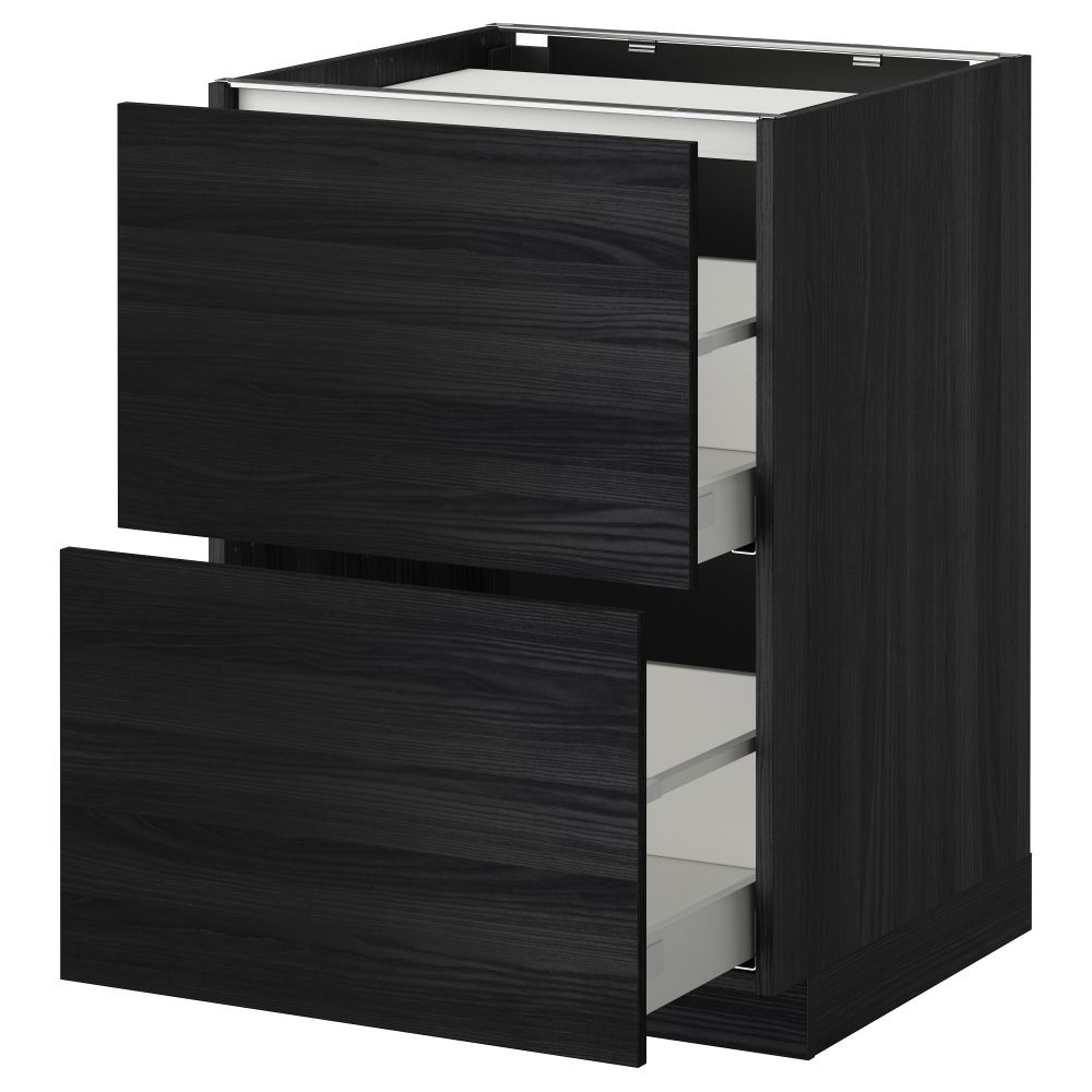 Напольный шкаф, 2 фронтальных панели, 3 ящика МЕТОД / МАКСИМЕРА, черный, Тингсрид черный - фото 1