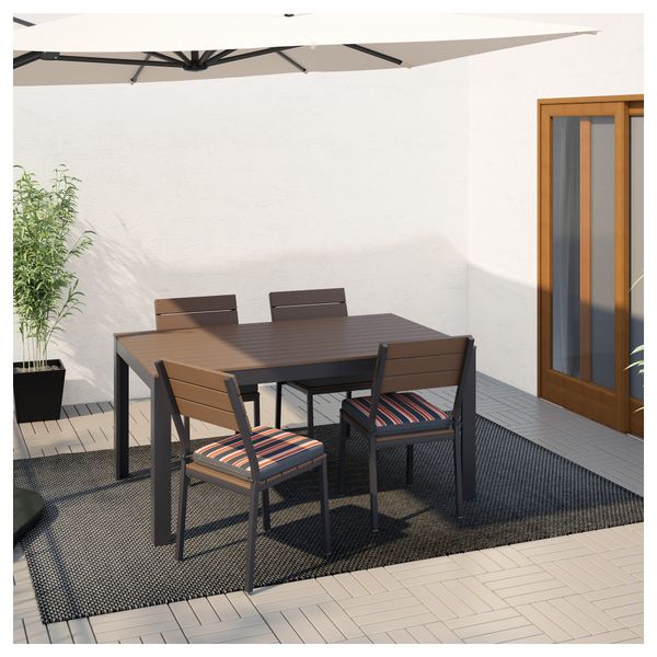 Стол + 4 стула, для сада ФАЛЬСТЕР, черно-коричневый, Экерон черный - фото 2