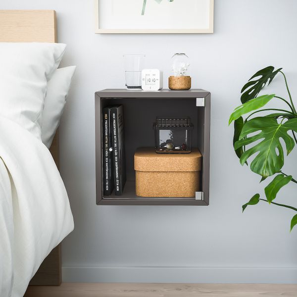 Навесной шкаф со стеклянной дверью, темно-серый 35x35x35 см IKEA EKET ЭКЕТ 293.363.61 - фото 2