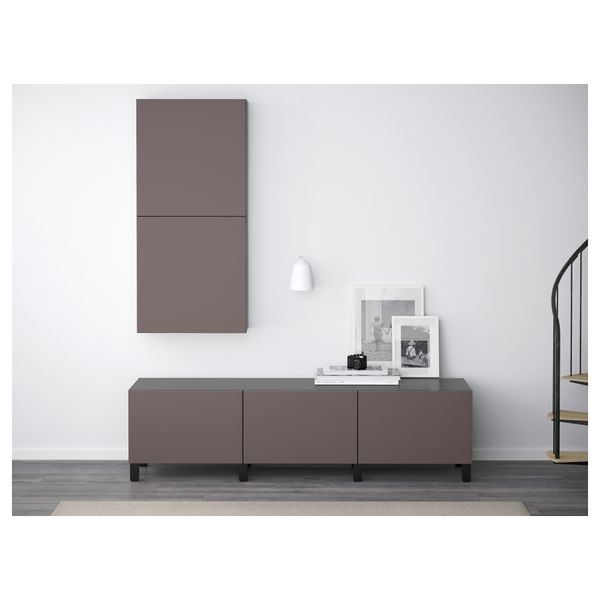 Комбинация для хранения с ящиками БЕСТО, черно-коричневый, Вальвикен темно-коричневый (180x40x48 см) - фото 2