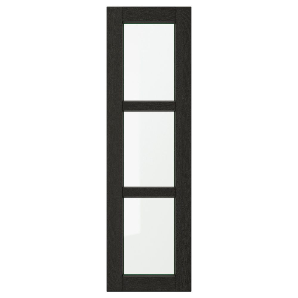 Стеклянная дверь, черная морилка 30x100 см IKEA LERHYTTAN ЛЕРХЮТТАН 703.565.15 - фото 1