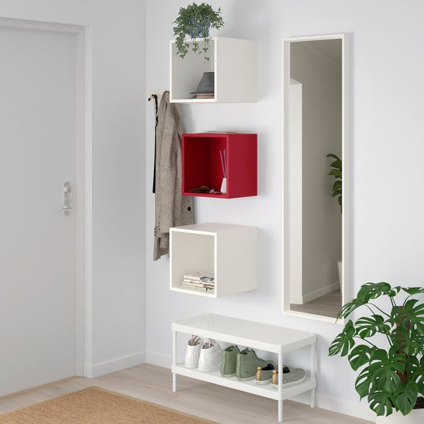 Комбинация настенных шкафов, красный, белый 105x35x70 см IKEA ЭКЕТ 892.863.44 - фото 3