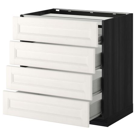 Напольный шкаф, 4 фронтальных панели, 4 ящика МЕТОД / ФОРВАРА, черный, Лаксарби белый