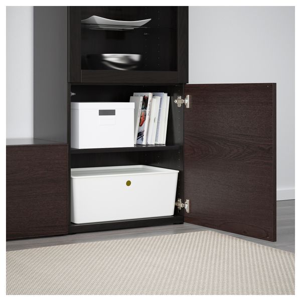 Шкаф для ТВ, комбинированный, стекляные дверцы БЕСТО, черно-коричневый, Инвикен черно-коричневый прозрачное стекло (240x40x128 - фото 3