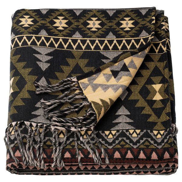 Плед, коричневый/желтый 150x200 см IKEA HELGUN ХЕЛЬГУН 305.029.34 - фото 1