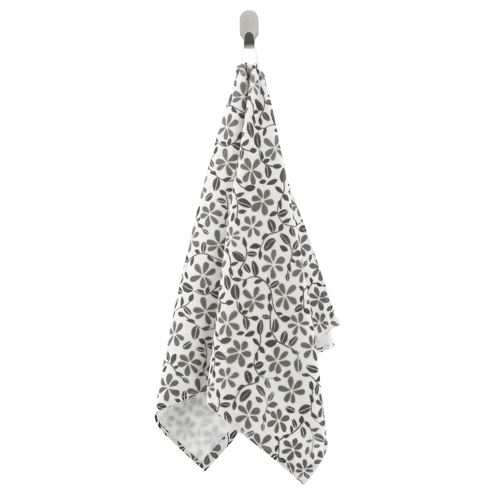 Полотенце, белый, серый 50x100 см IKEA JUVELBLOMMA ЮВЕЛЬБЛОММА 104.555.99 - фото 1