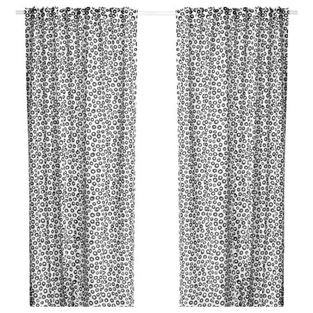 Гардины, 1 пара СОММАР 2018, белый, черный (145x300 см)