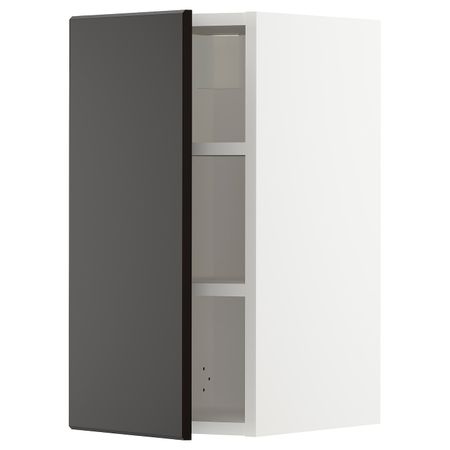 Шкаф навесной с полкой, белый/Кунгсбакка антрацит 30x60 см IKEA METOD МЕТОД 193.011.02