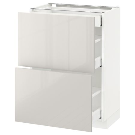 Напольный шкаф/2фасада/3ящика, белый/Рингульт светло-серый 60x37 см IKEA METOD МЕТОД / MAXIMERA МАКСИМЕРА 492.361.29