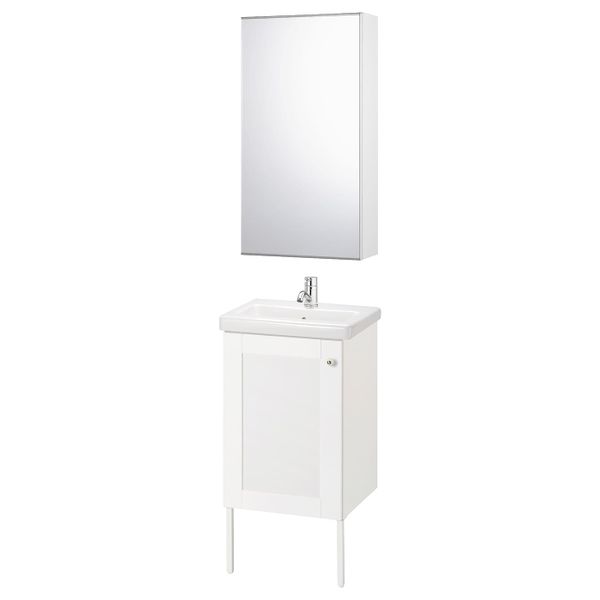 Комплект мебели для ванной,7 предм., Йельсен белый/ПИЛКОН смеситель 44x43x88 см IKEA FISKÅN ФИСКОН / TVÄLLEN ТВЭЛЛЕН 794.360.56 - фото 1