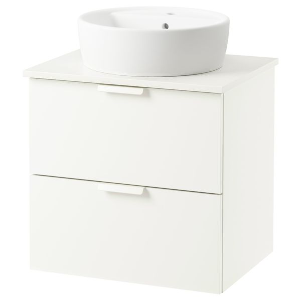 Шкаф п-раковину/столешн45/раковина ГОДМОРГОН/АЛДЕРН / ТОРНВИКЕН, белый, белый (62x49x74 см) - схема-чертеж с размерами