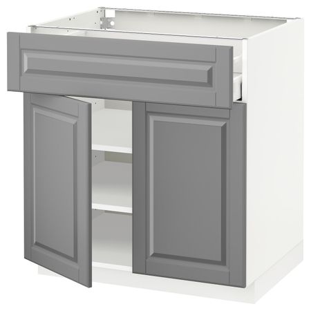 Напольный шкаф с ящиком/2дверцами, белый/Будбин серый 80x60 см IKEA METOD МЕТОД / MAXIMERA МАКСИМЕРА 894.455.12
