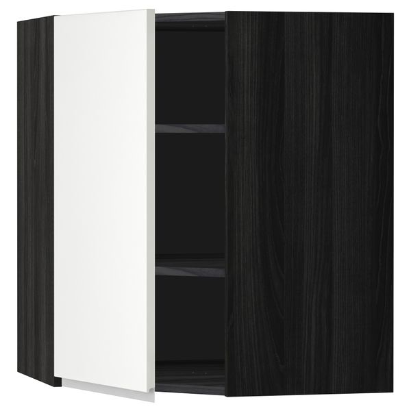 Угловой навесной шкаф с полками МЕТОД, черный, Нодста белый - схема-чертеж с размерами