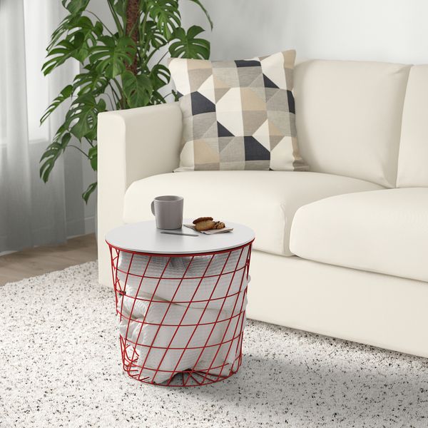 Столик с отделениями для хранения, 44 см, красный, светло-серый IKEA KVISTBRO КВИСТБРУ 905.253.86 - фото 3
