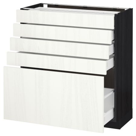 Напольный шкаф с 5 ящиками МЕТОД / МАКСИМЕРА, черный, Росдаль белый