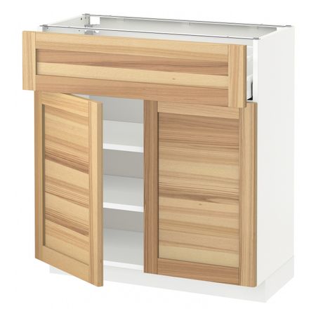 Напольный шкаф + ящик/2дверцы, белый/Торхэмн ясень 80x37 см IKEA METOD МЕТОД / MAXIMERA МАКСИМЕРА 592.362.23