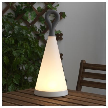 Настольная светодиодная лампа, солнечная батарея СОЛВИДЕН, треугольник, серый белый (42 см)