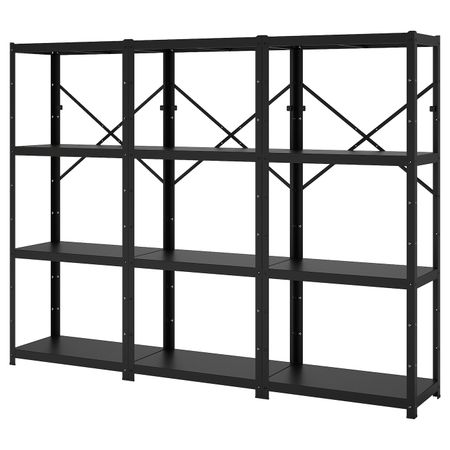 Стеллаж, черный 254x40x190 см IKEA BROR БРУР 094.717.55