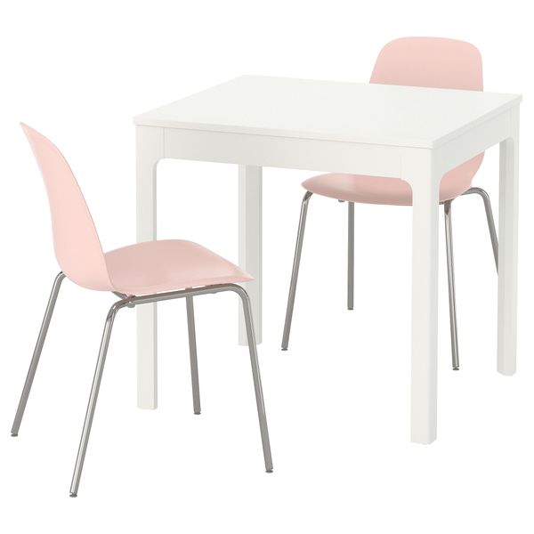Стол и 2 стула ЭКЕДАЛЕН / ЛЕЙФ-АРНЕ, белый, розовый (80/120 см) - фото 1