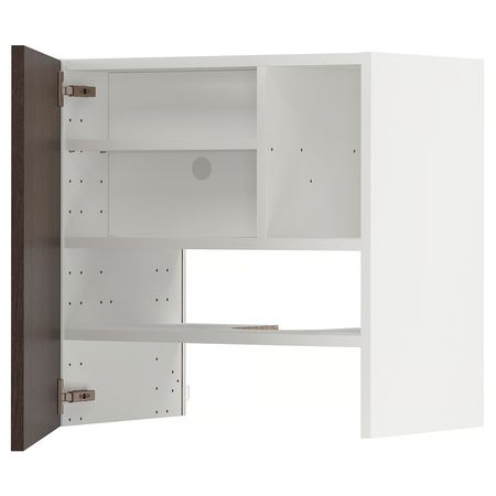 METOD Навесной шкаф д/вытяжки/полка/дверь - белый/Sinarp коричневый 60x60 см