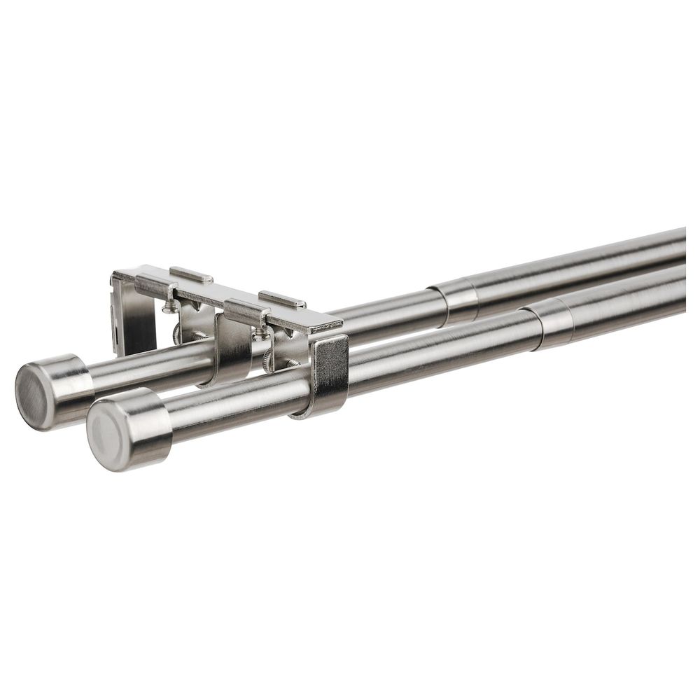 Двойной гардинный карниз, никелированный 120-210 см 19 мм IKEA BEKRÄFTA БЕКРЭФТА 904.896.99 - фото 1