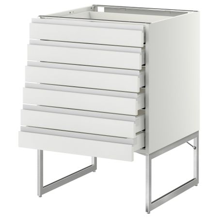 Напольный шкаф 6 фронтальных панелей, 6 нижних ящиков МЕТОД / МАКСИМЕРА, белый, Нодста белый